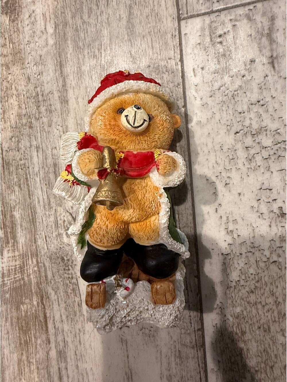 Christmas Teddy Bear Bell Presents Figurine Holiday Decor